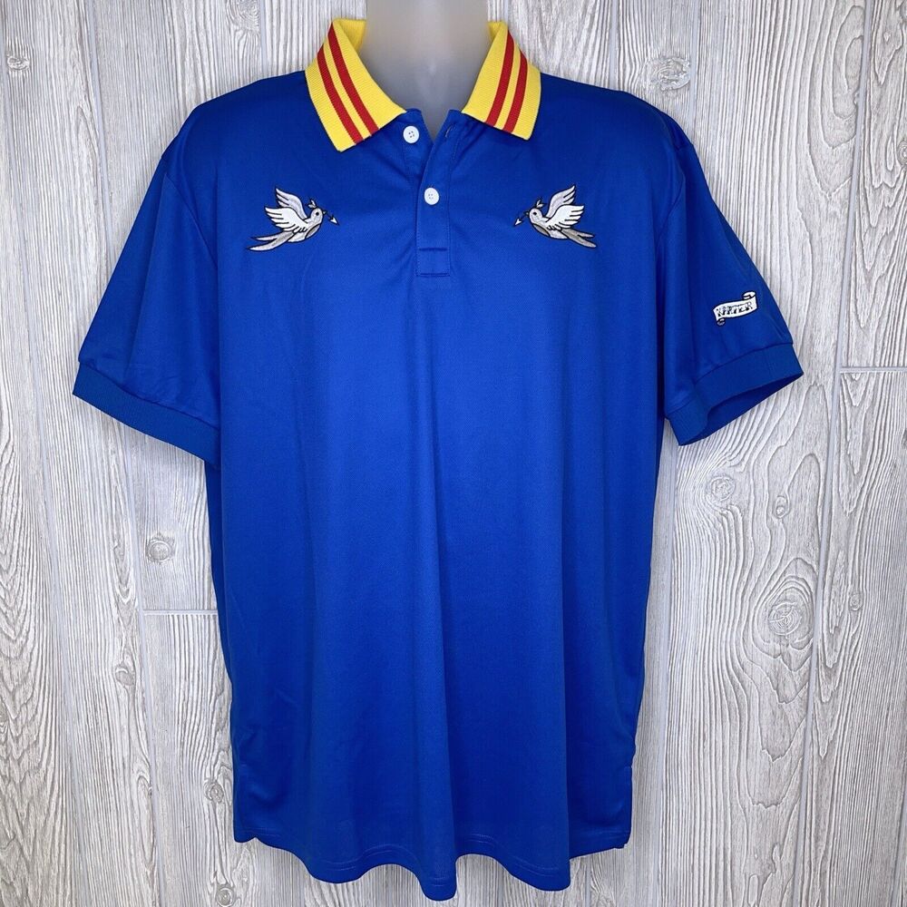 Karter Collection Polo Shirt Tattoo Doves Men's Size 2XL Blue NEW NWT
